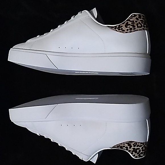 NIB Women's Skechers Court Classics memory foam white with leopard stripe sz 11 - Picture 4 of 10